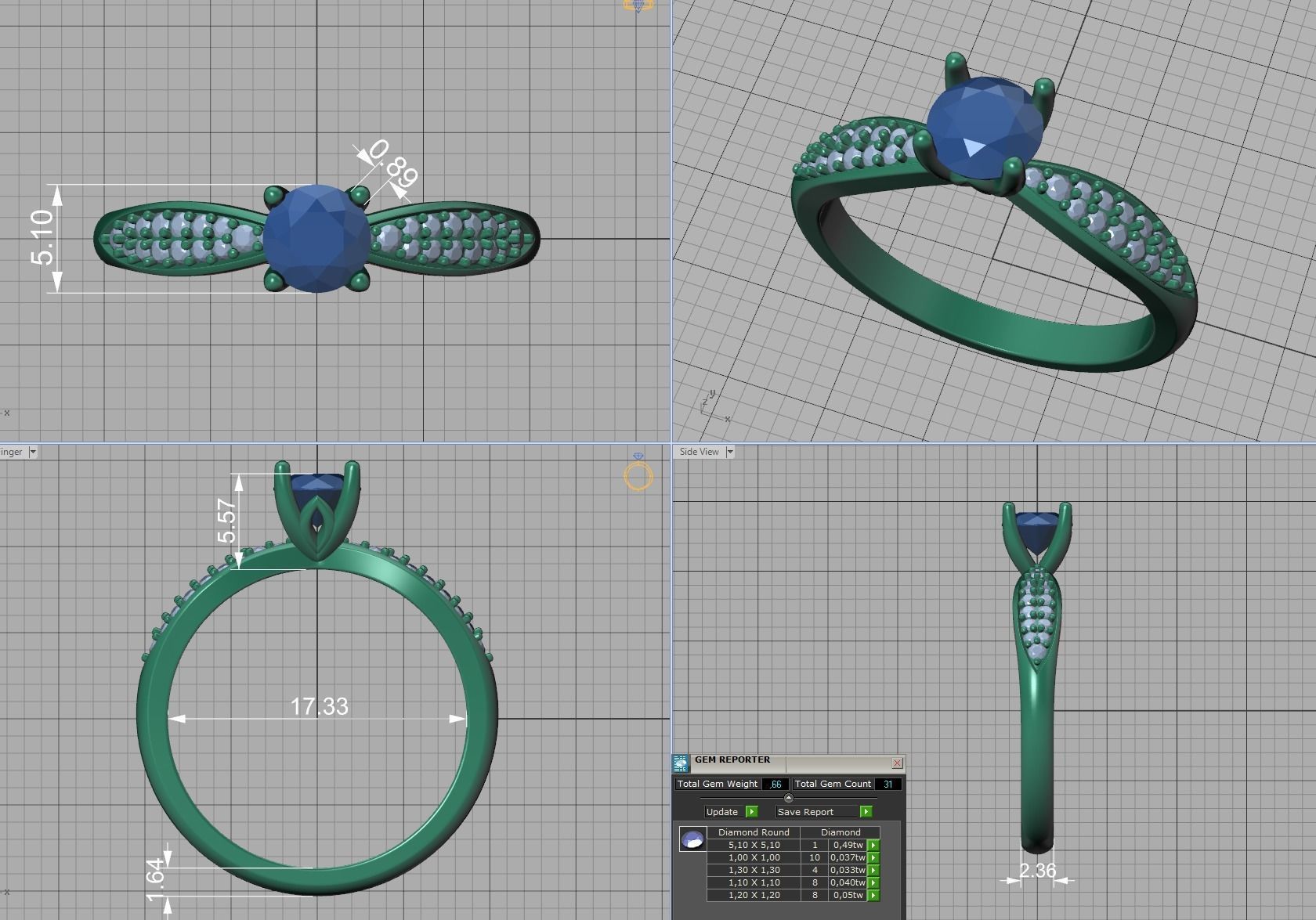 Bridal Set 3dmodels Half Carat Stone 3D Model Collection_18