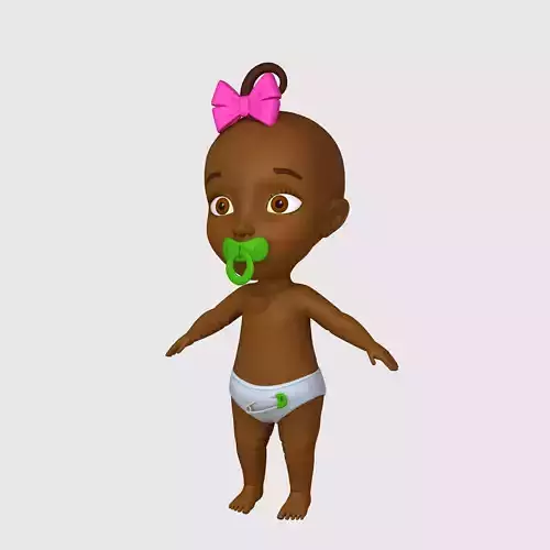 Black Baby Cartoon 3D model