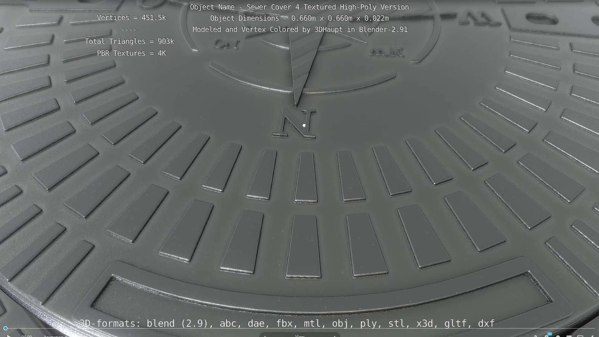 Sewer Cover 4 Textured High-Poly Version 3D model_37