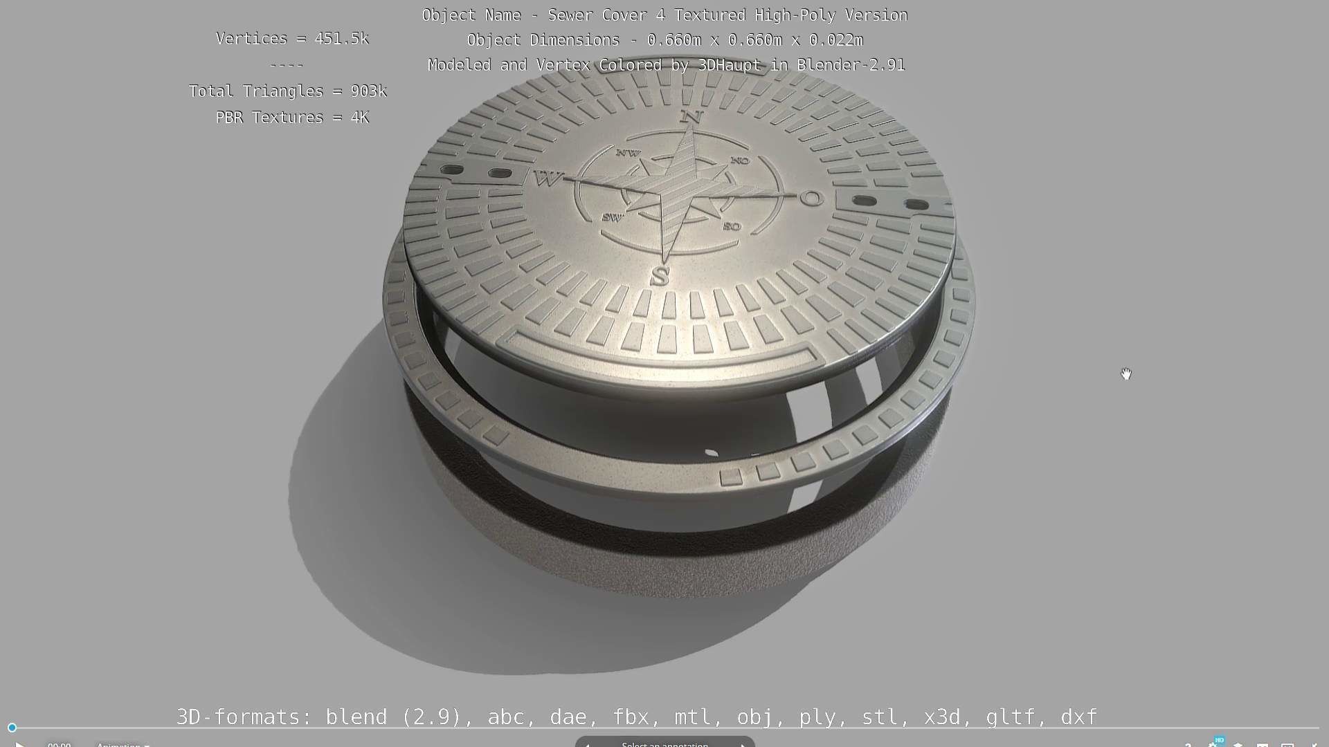 Sewer Cover 4 Textured High-Poly Version 3D model_66