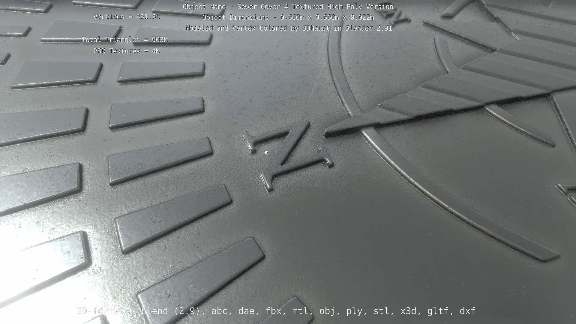 Sewer Cover 4 Textured High-Poly Version 3D model_76