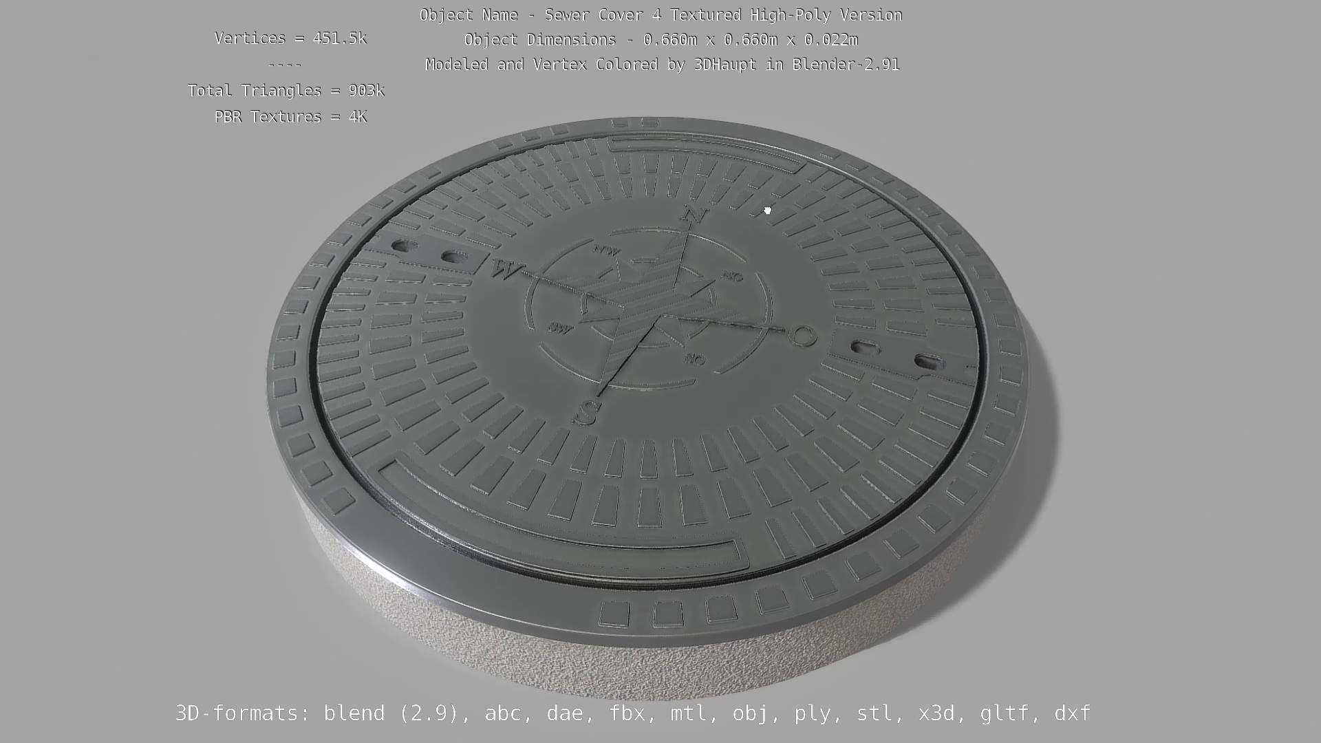 Sewer Cover 4 Textured High-Poly Version 3D model_82