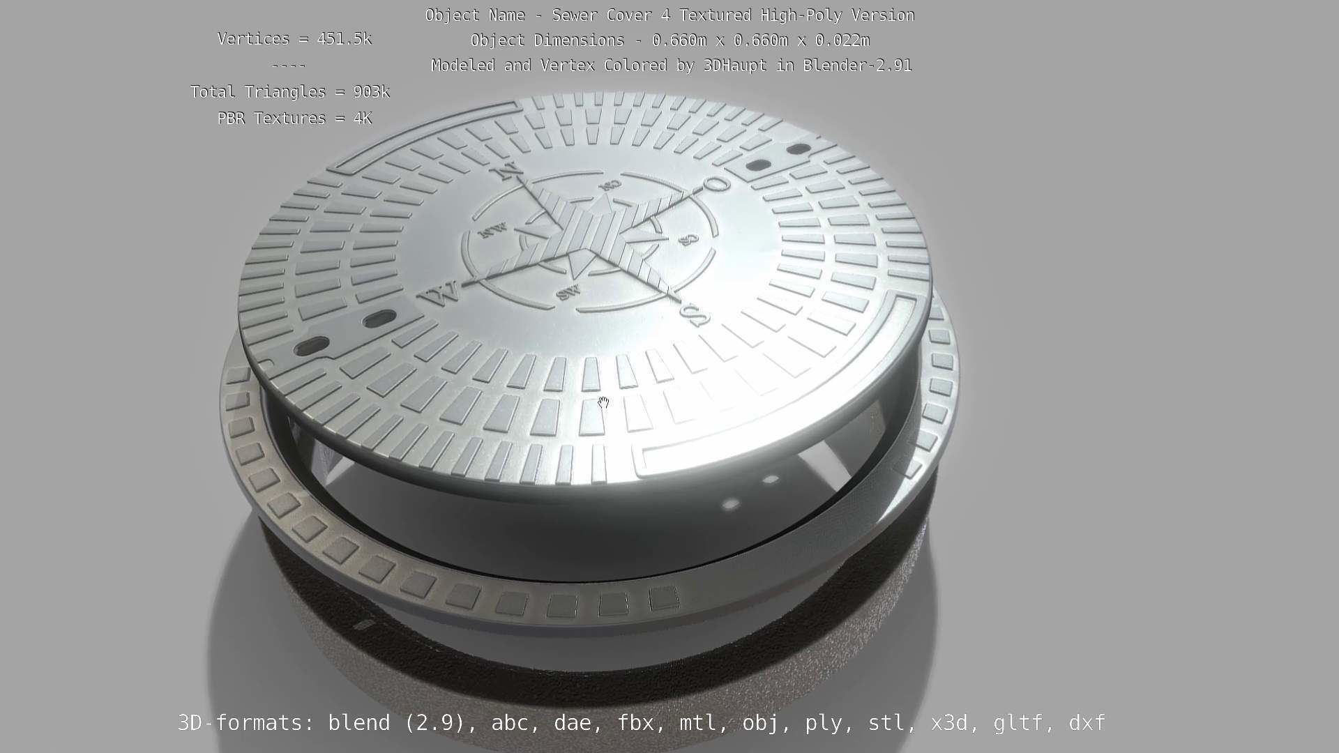 Sewer Cover 4 Textured High-Poly Version 3D model_98