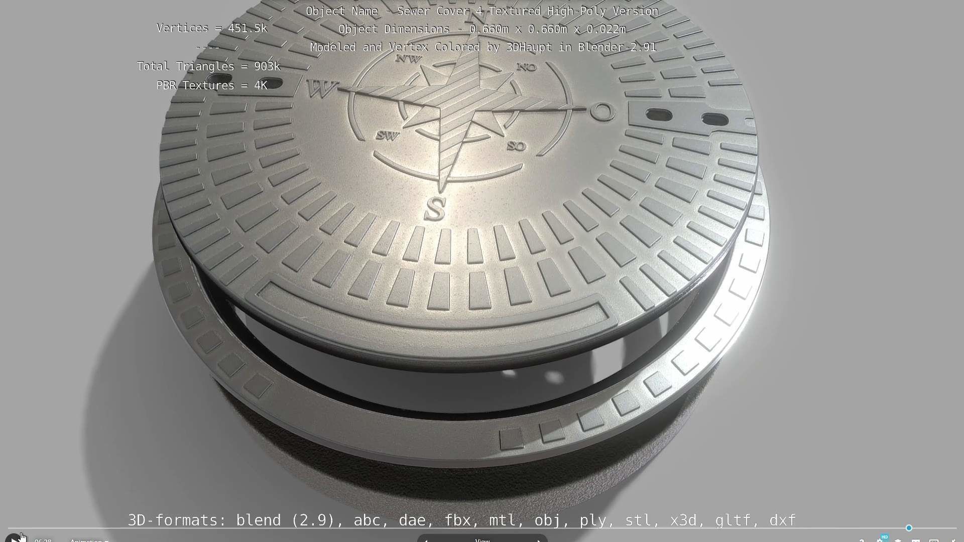 Sewer Cover 4 Textured High-Poly Version 3D model_39