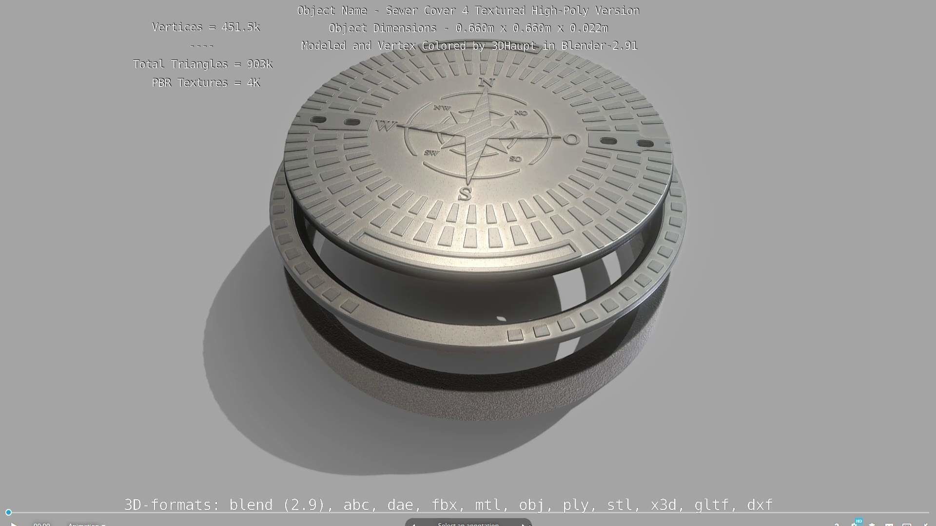 Sewer Cover 4 Textured High-Poly Version 3D model_67