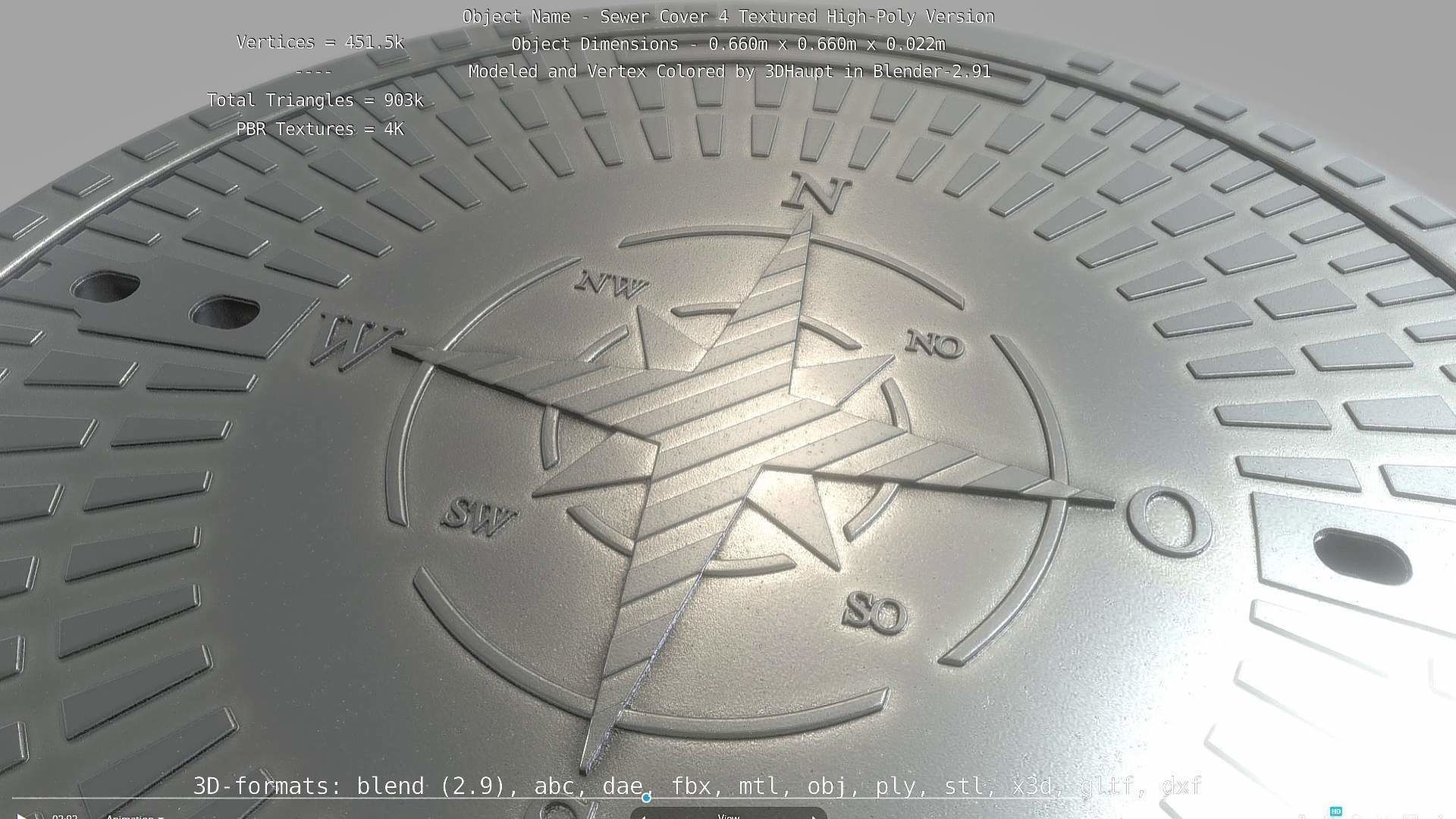 Sewer Cover 4 Textured High-Poly Version 3D model_50