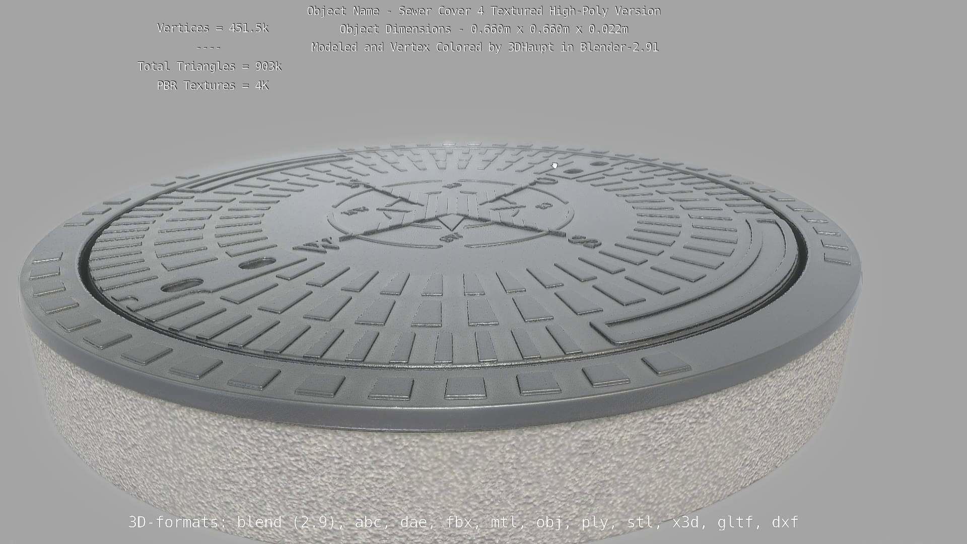 Sewer Cover 4 Textured High-Poly Version 3D model_120