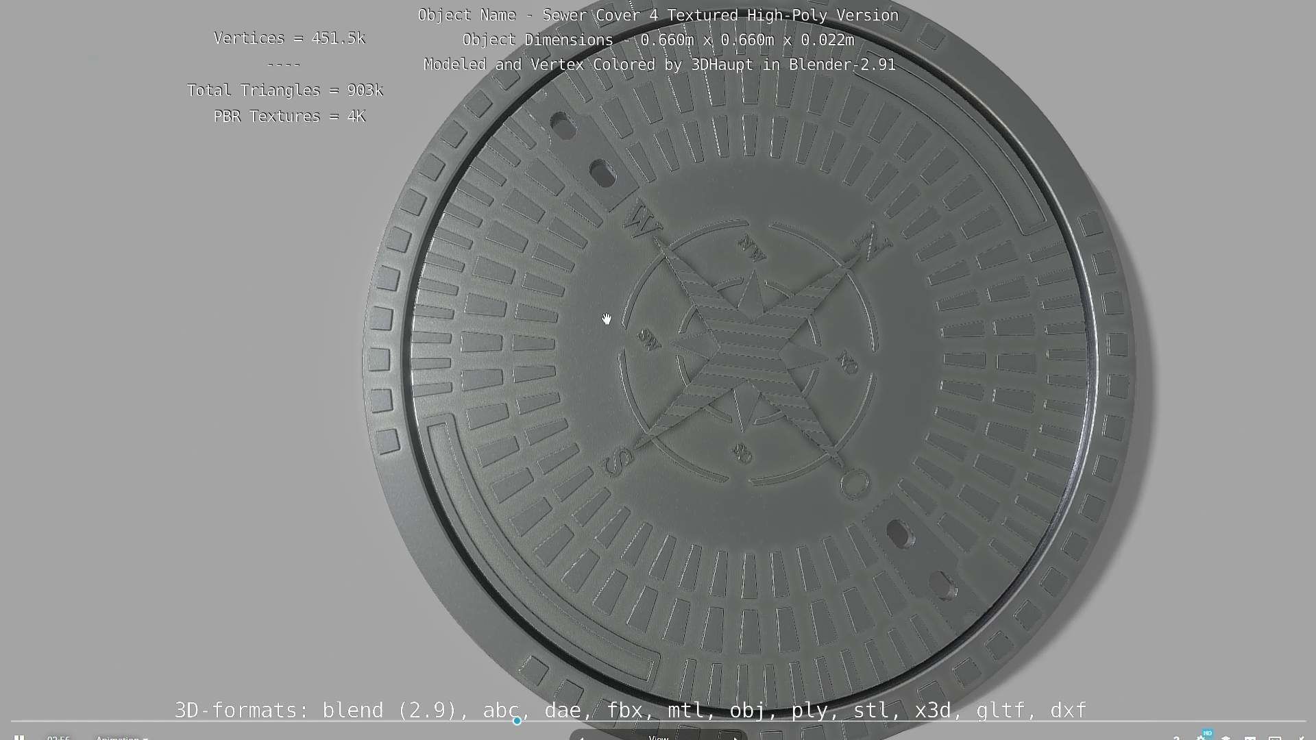 Sewer Cover 4 Textured High-Poly Version 3D model_61