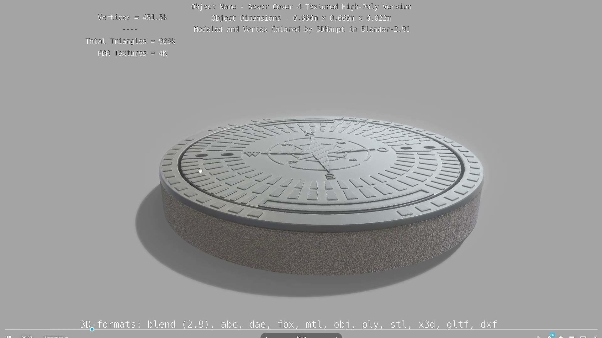 Sewer Cover 4 Textured High-Poly Version 3D model_106