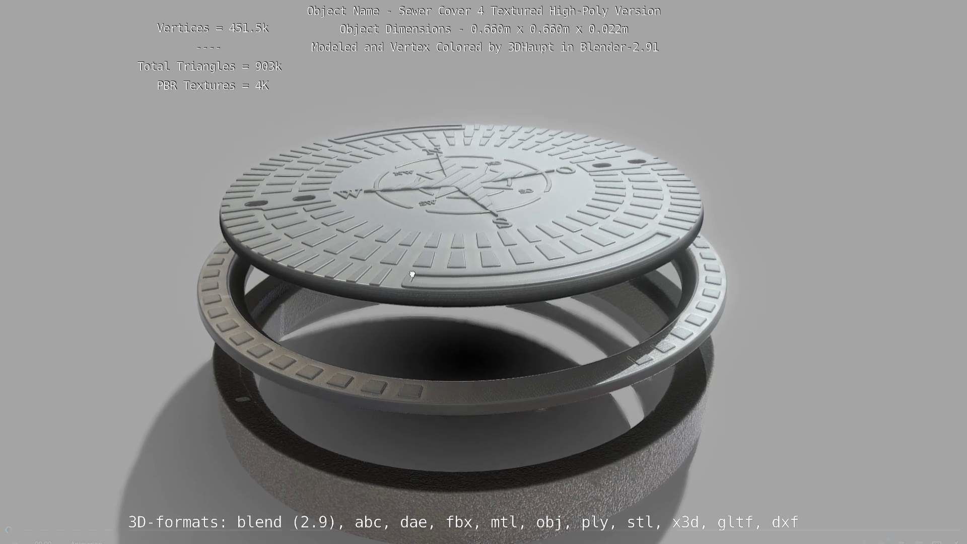 Sewer Cover 4 Textured High-Poly Version 3D model_99