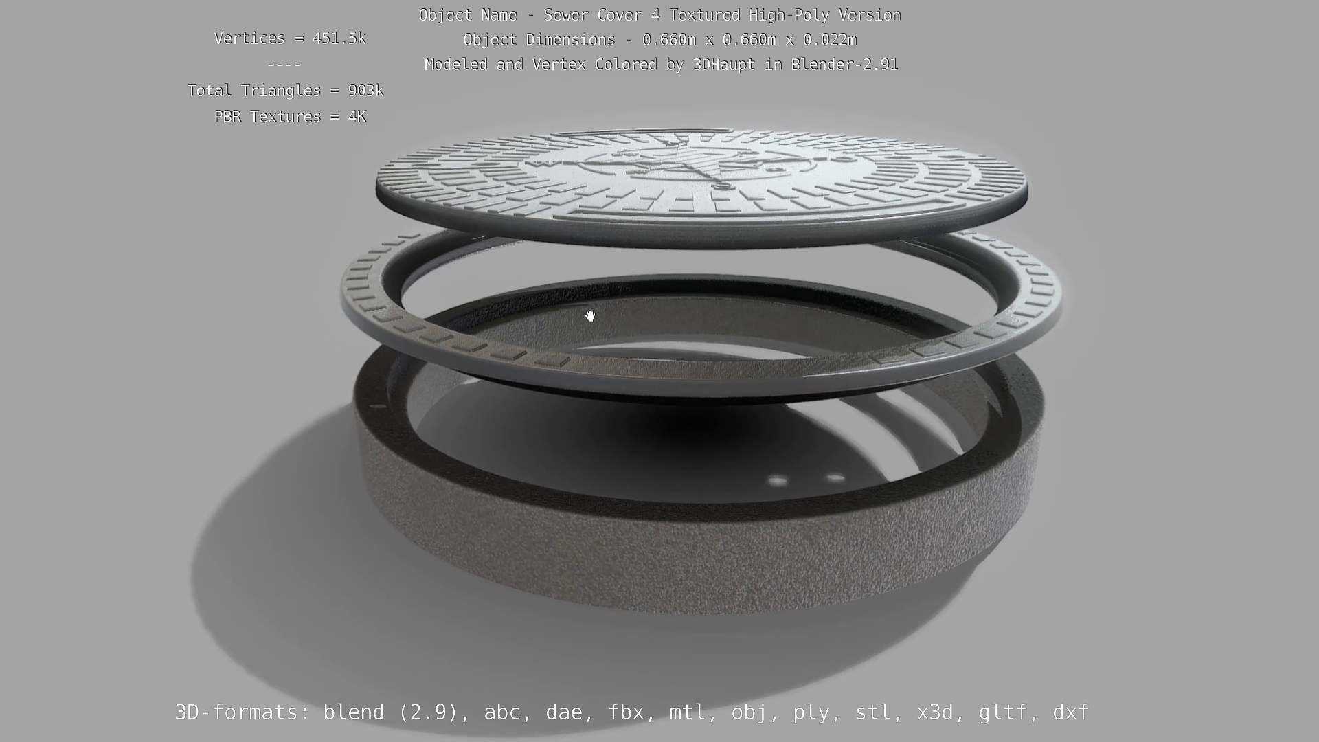 Sewer Cover 4 Textured High-Poly Version 3D model_100