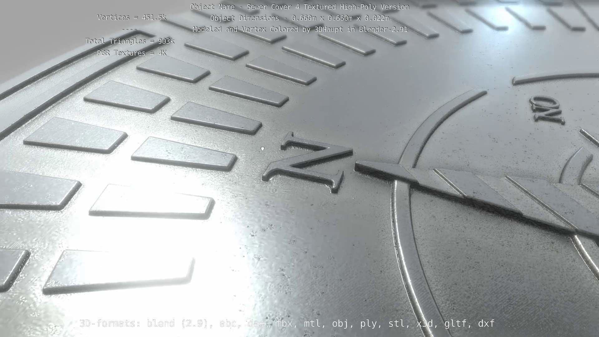 Sewer Cover 4 Textured High-Poly Version 3D model_3