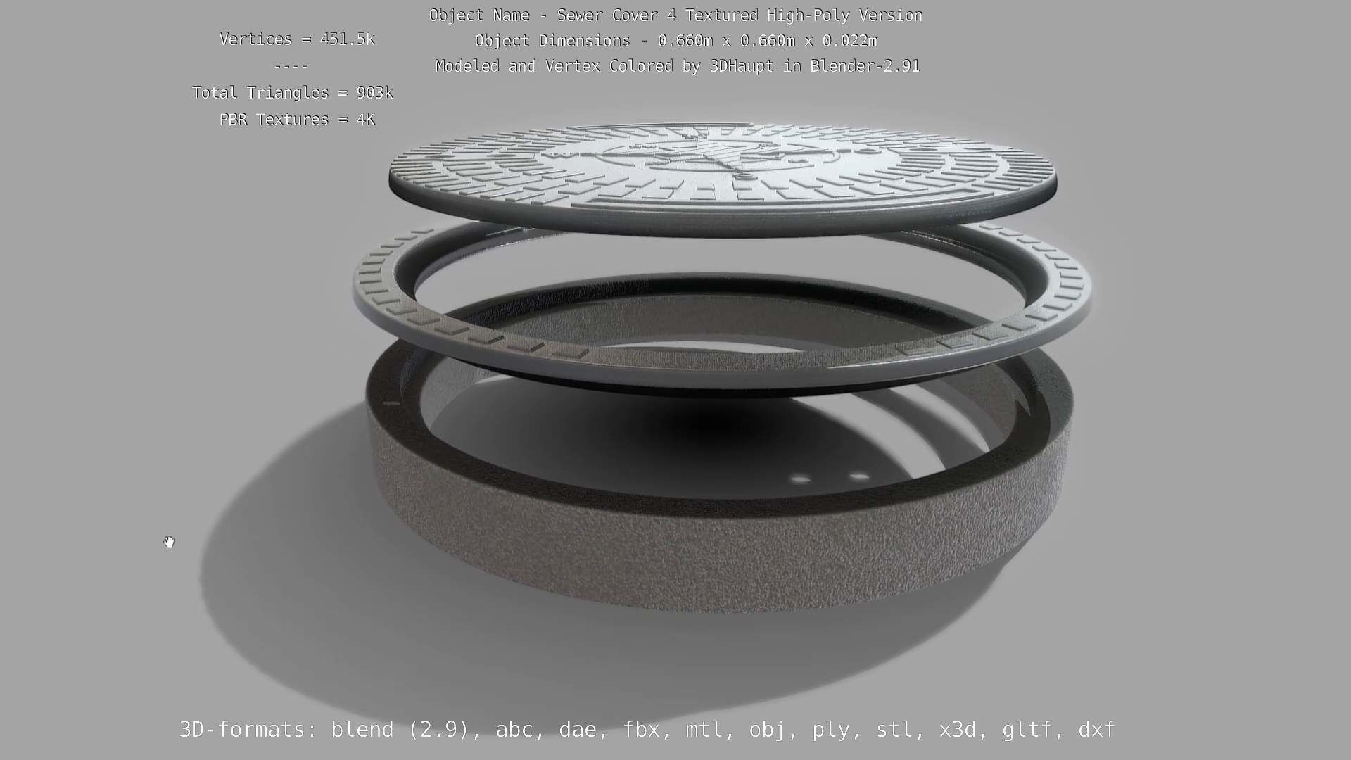 Sewer Cover 4 Textured High-Poly Version 3D model_101