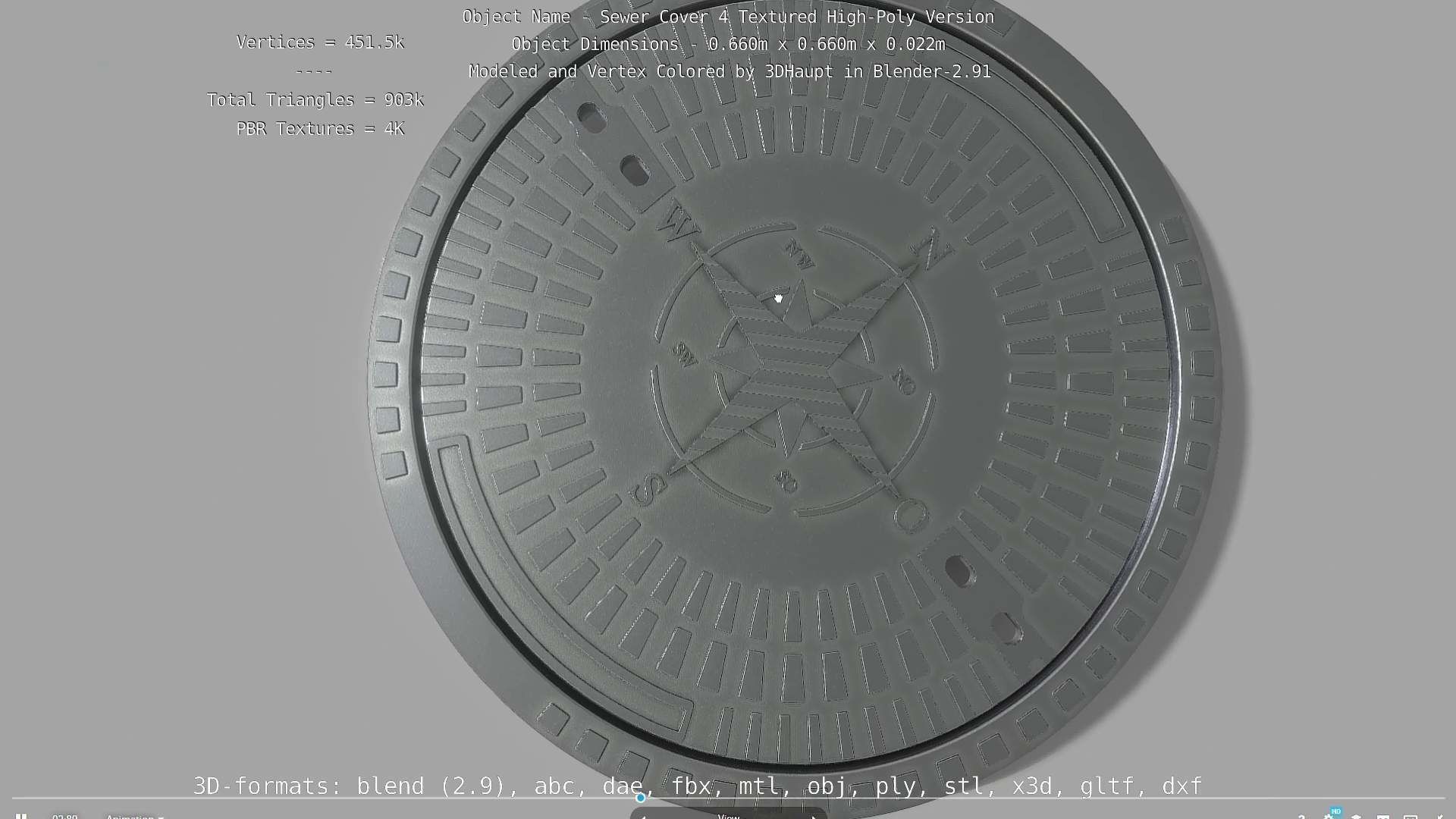 Sewer Cover 4 Textured High-Poly Version 3D model_71