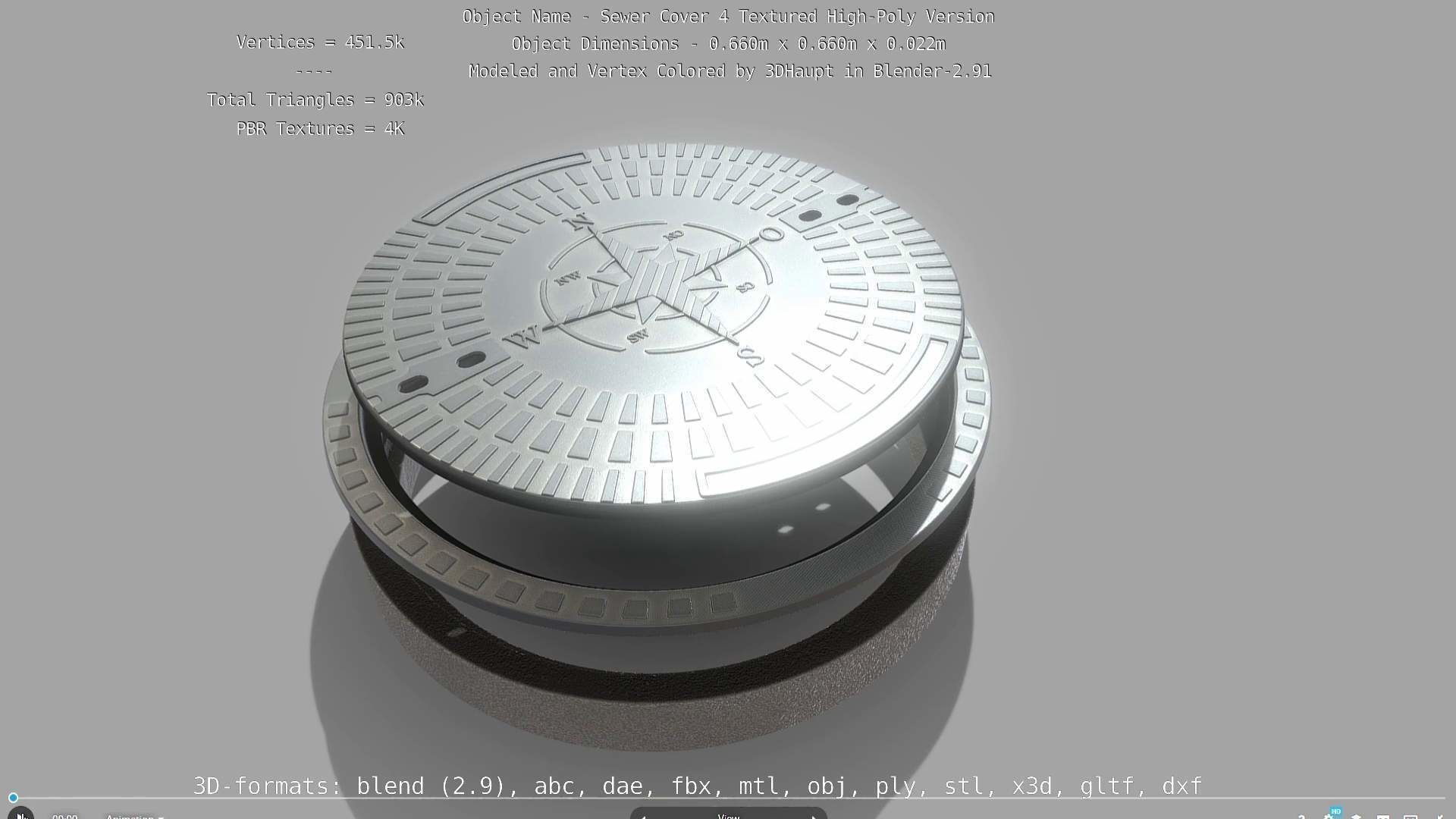 Sewer Cover 4 Textured High-Poly Version 3D model_96