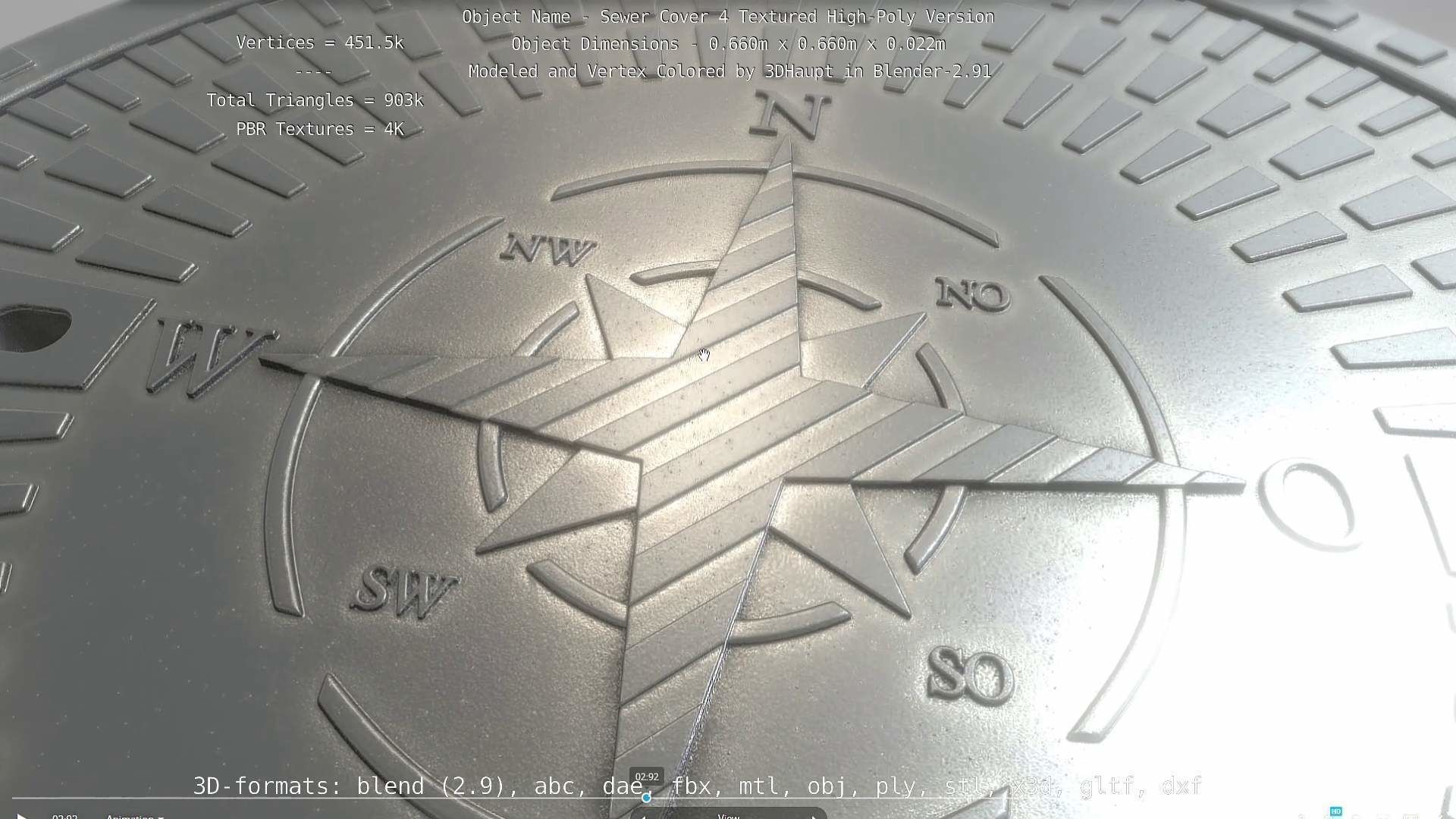 Sewer Cover 4 Textured High-Poly Version 3D model_45