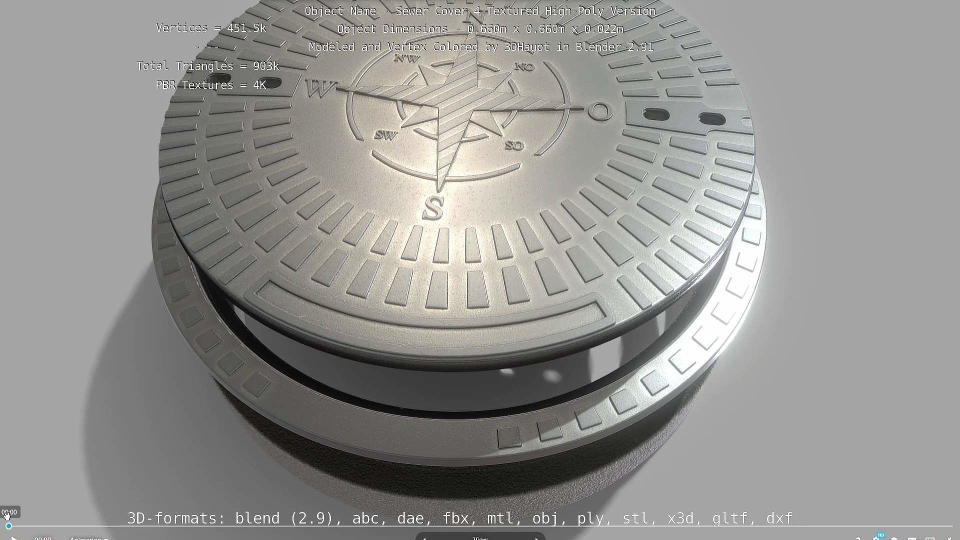 Sewer Cover 4 Textured High-Poly Version 3D model_40