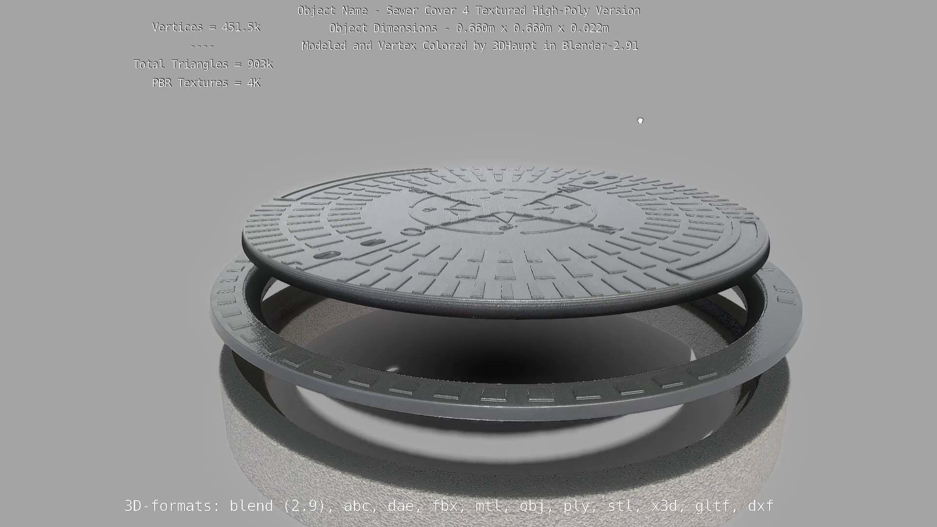 Sewer Cover 4 Textured High-Poly Version 3D model_113