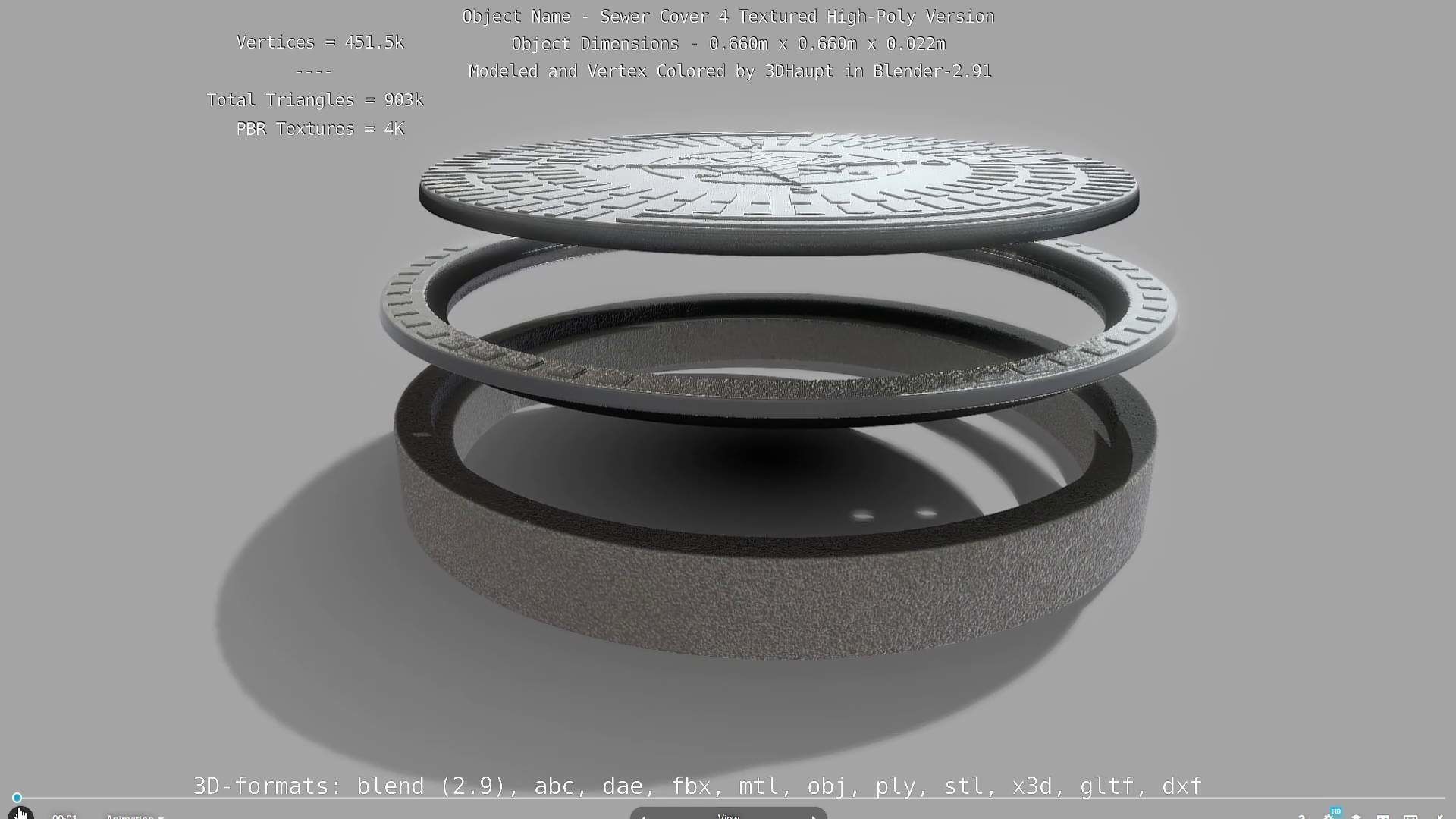 Sewer Cover 4 Textured High-Poly Version 3D model_103