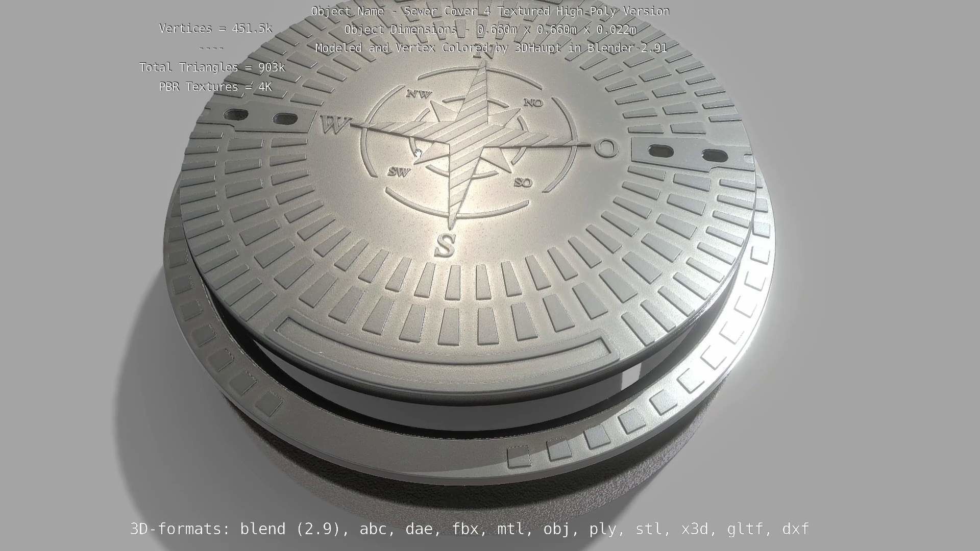 Sewer Cover 4 Textured High-Poly Version 3D model_115