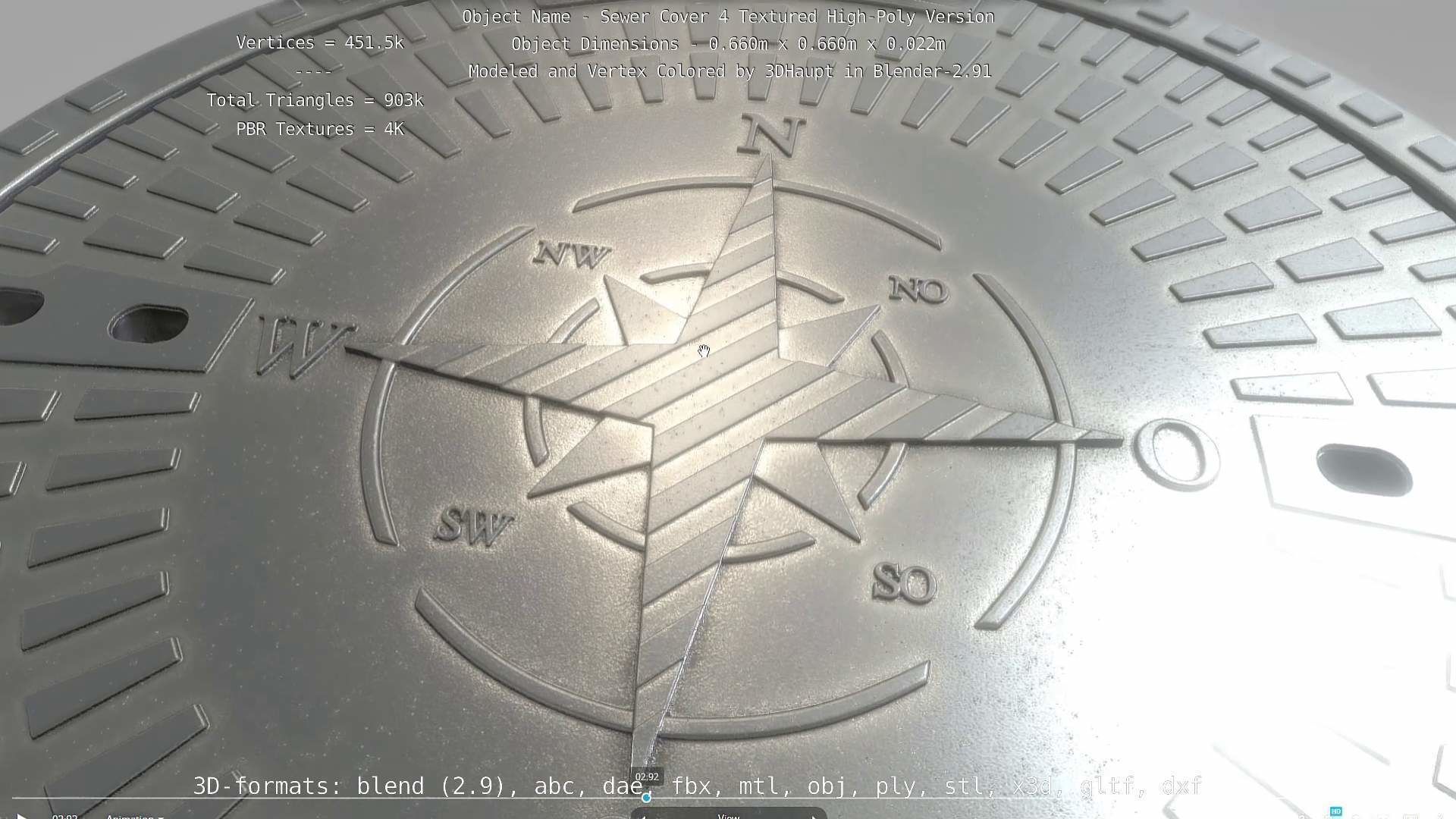 Sewer Cover 4 Textured High-Poly Version 3D model_44