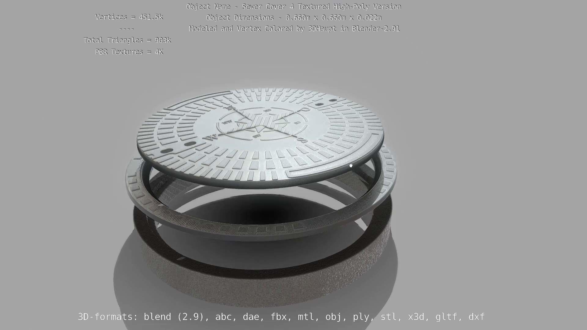 Sewer Cover 4 Textured High-Poly Version 3D model_90