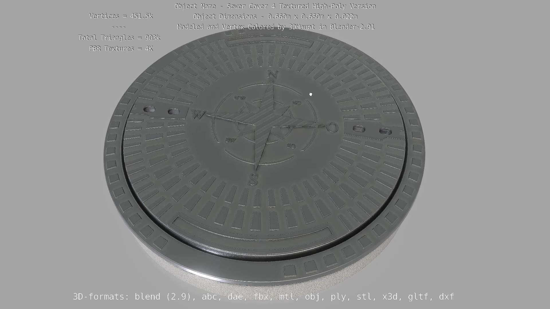 Sewer Cover 4 Textured High-Poly Version 3D model_14