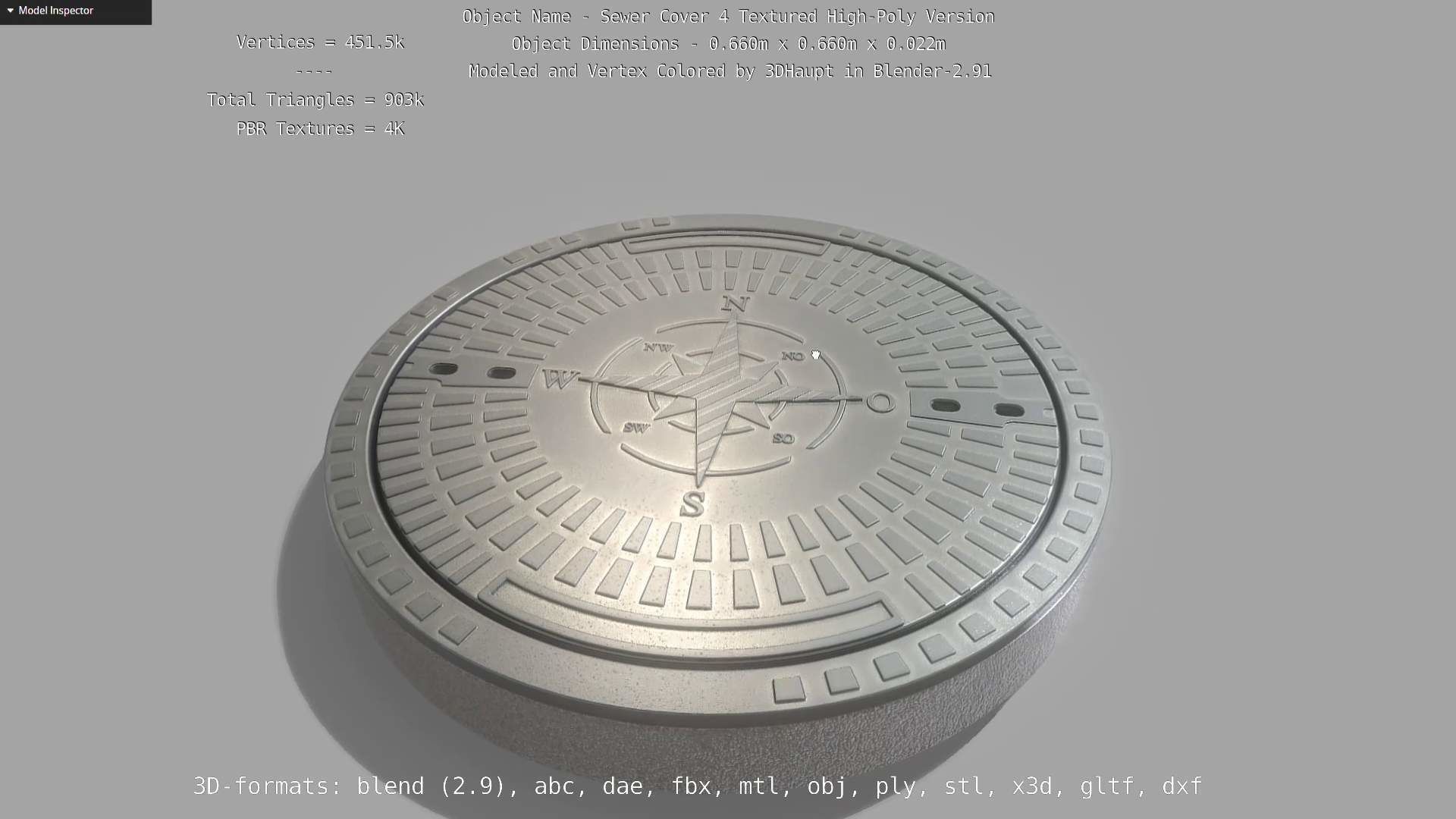 Sewer Cover 4 Textured High-Poly Version 3D model_52