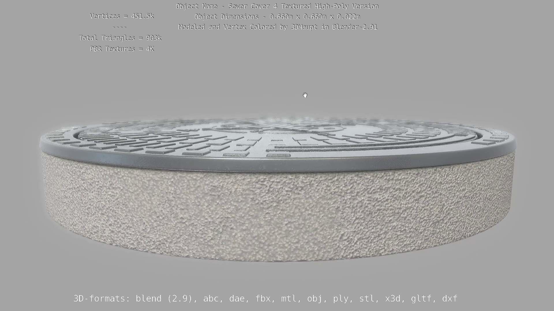 Sewer Cover 4 Textured High-Poly Version 3D model_121