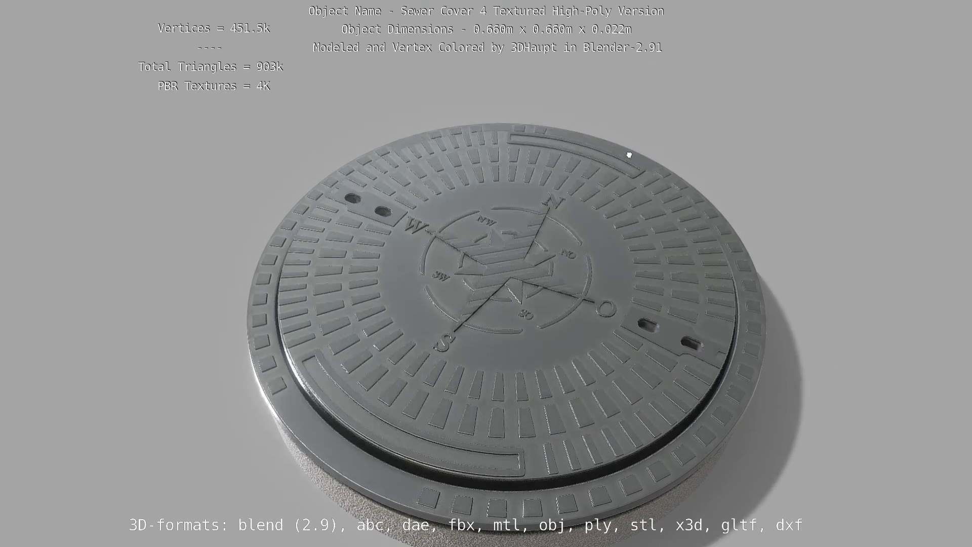 Sewer Cover 4 Textured High-Poly Version 3D model_11