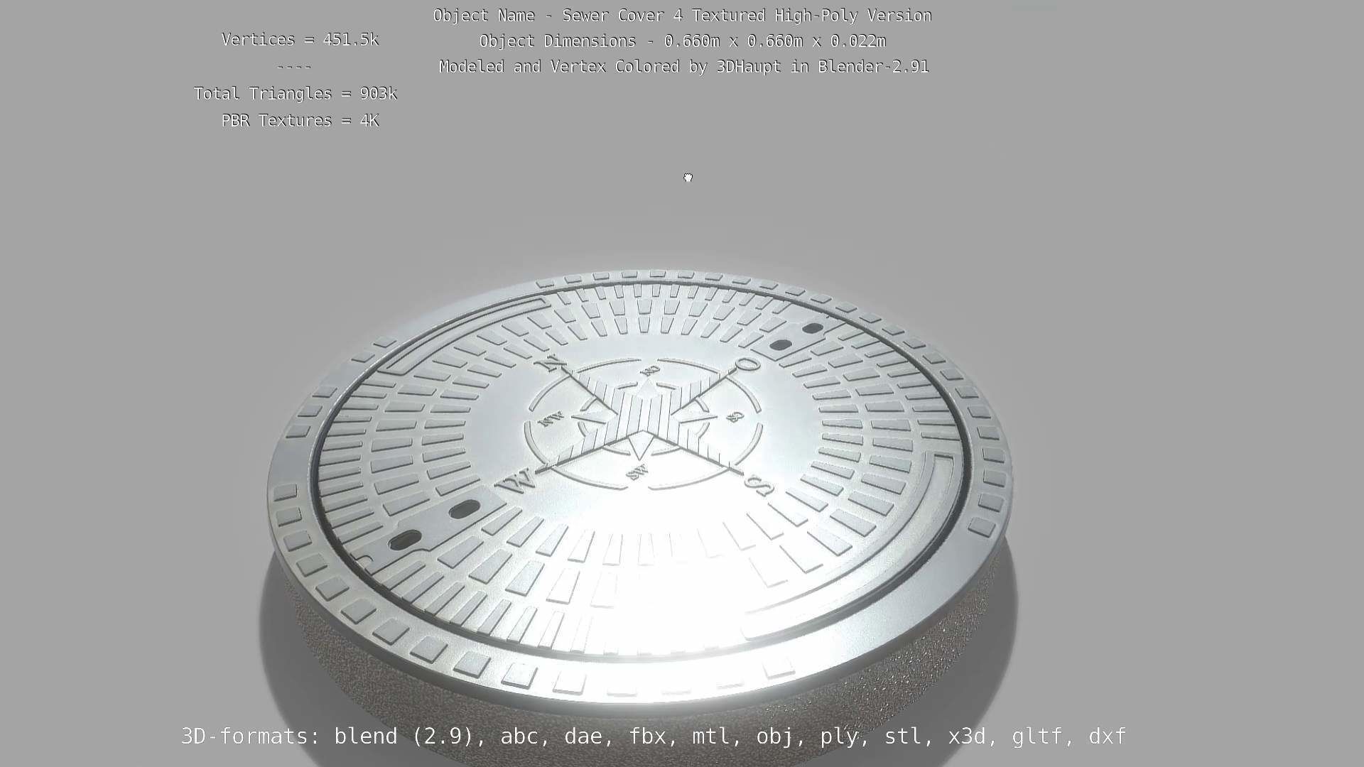 Sewer Cover 4 Textured High-Poly Version 3D model_109