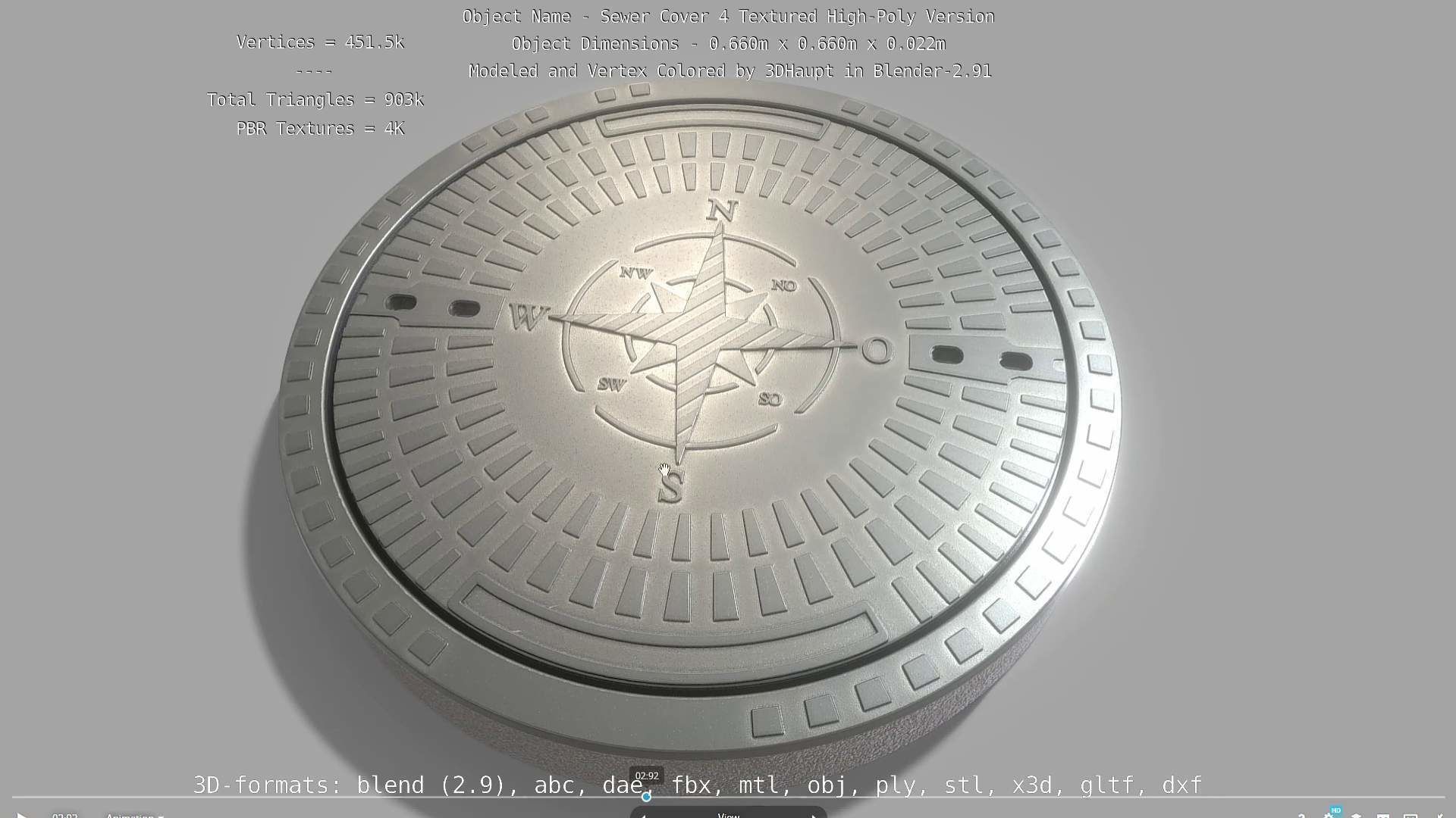 Sewer Cover 4 Textured High-Poly Version 3D model_42