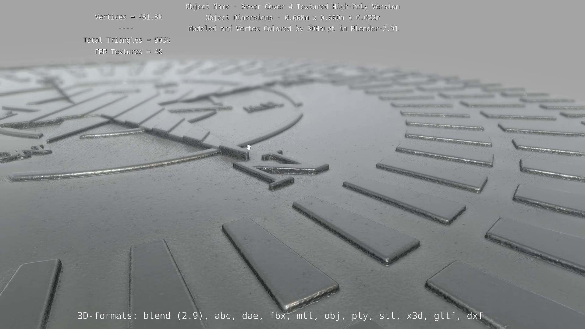 Sewer Cover 4 Textured High-Poly Version 3D model_79