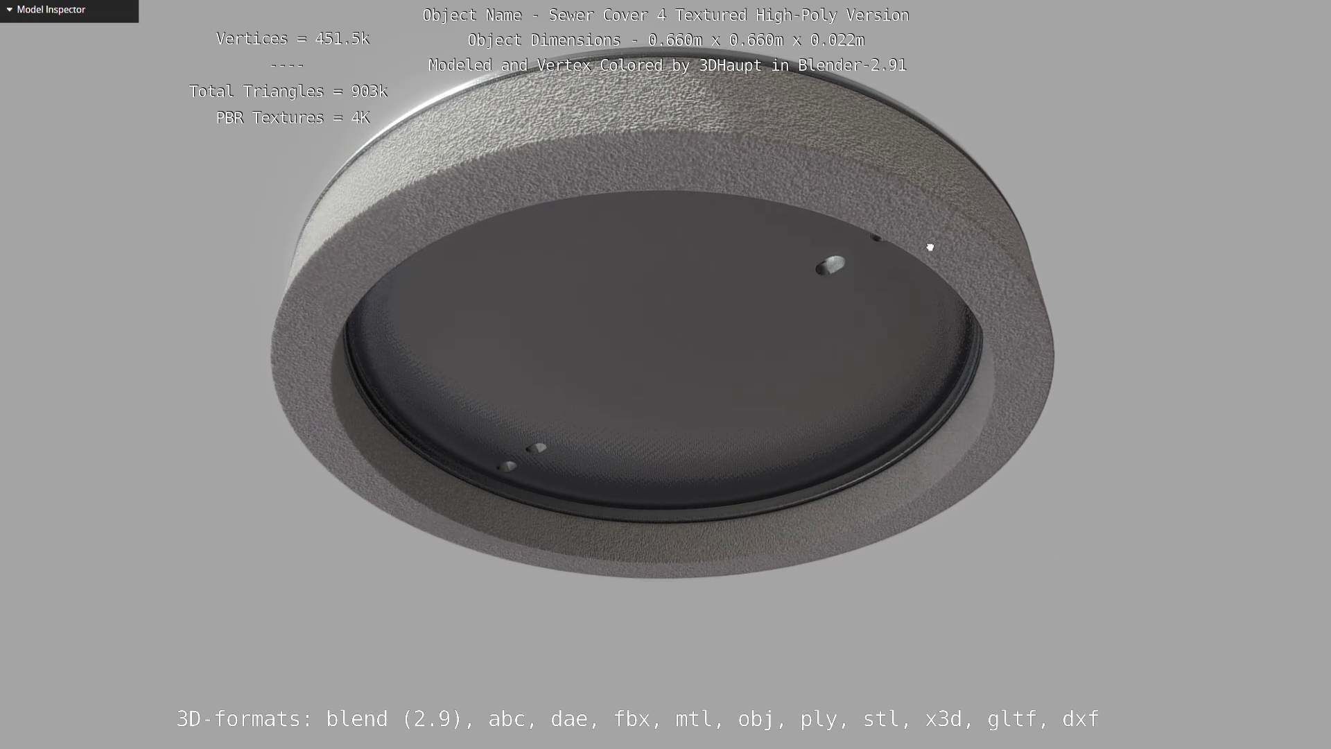 Sewer Cover 4 Textured High-Poly Version 3D model_29