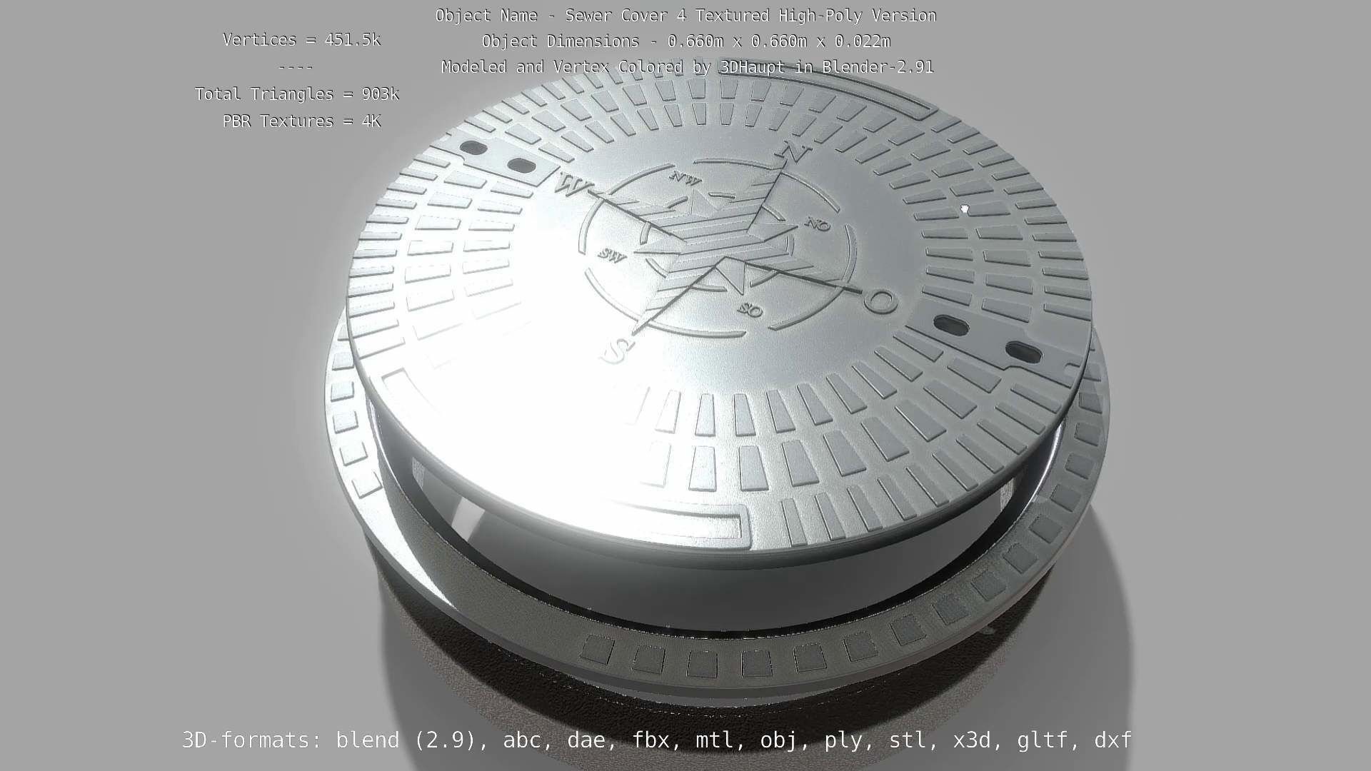 Sewer Cover 4 Textured High-Poly Version 3D model_116