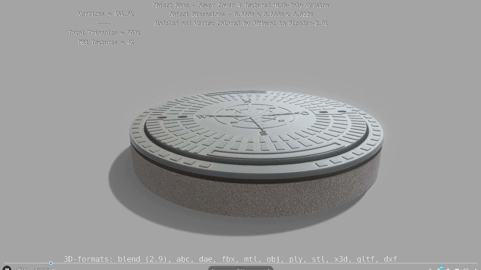 Sewer Cover 4 Textured High-Poly Version 3D model_105