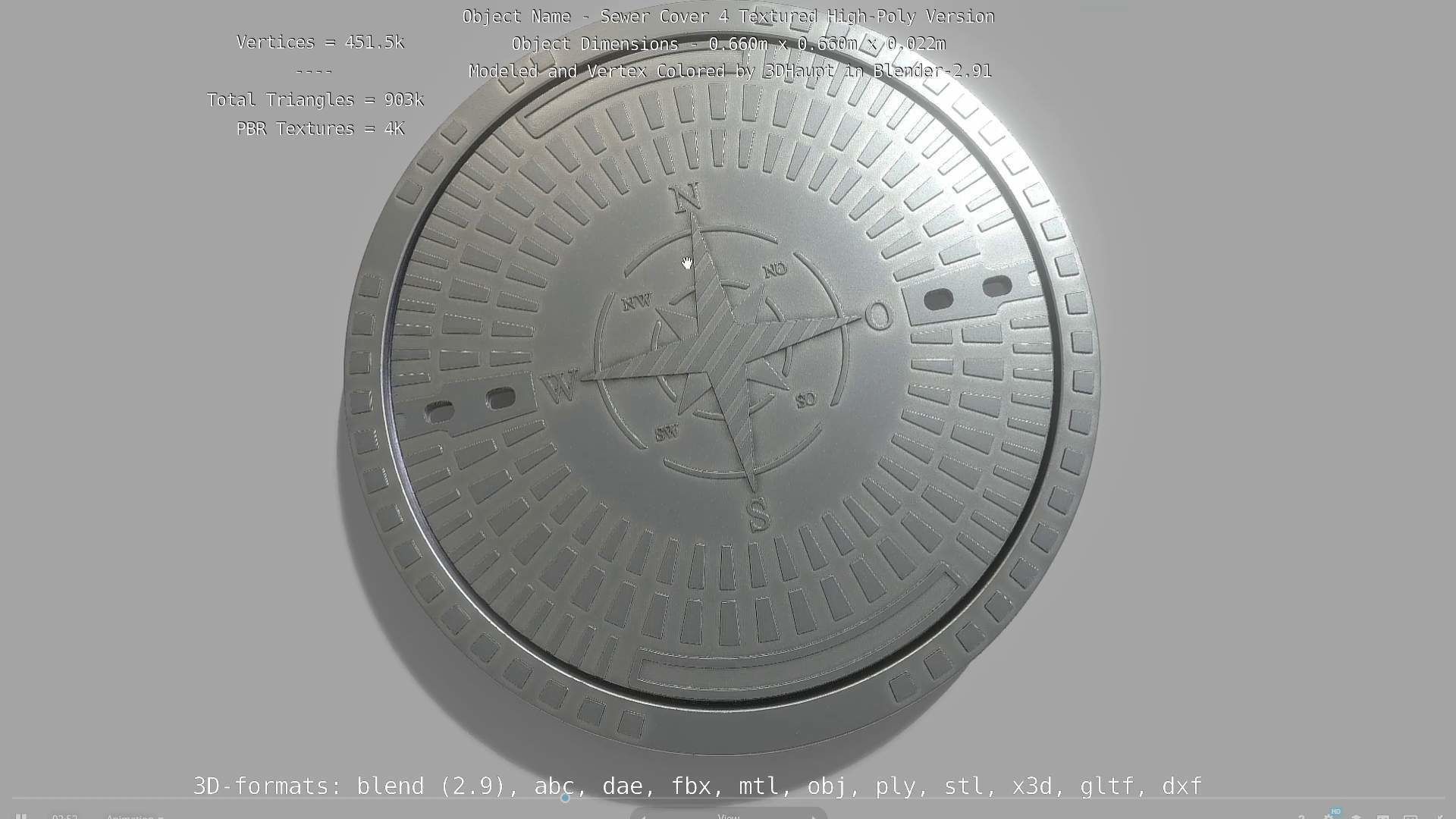 Sewer Cover 4 Textured High-Poly Version 3D model_108