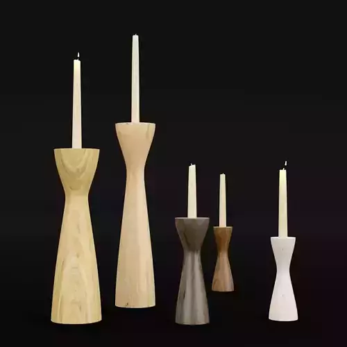 Candlestick set 4 four wooden candle holders