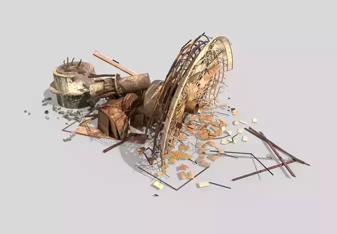 Destroyed Satellite Antenna Dish 3D model