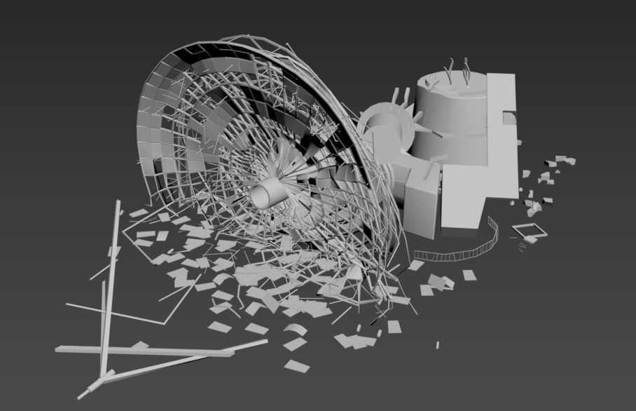Destroyed Satellite Antenna Dish 3D model_16