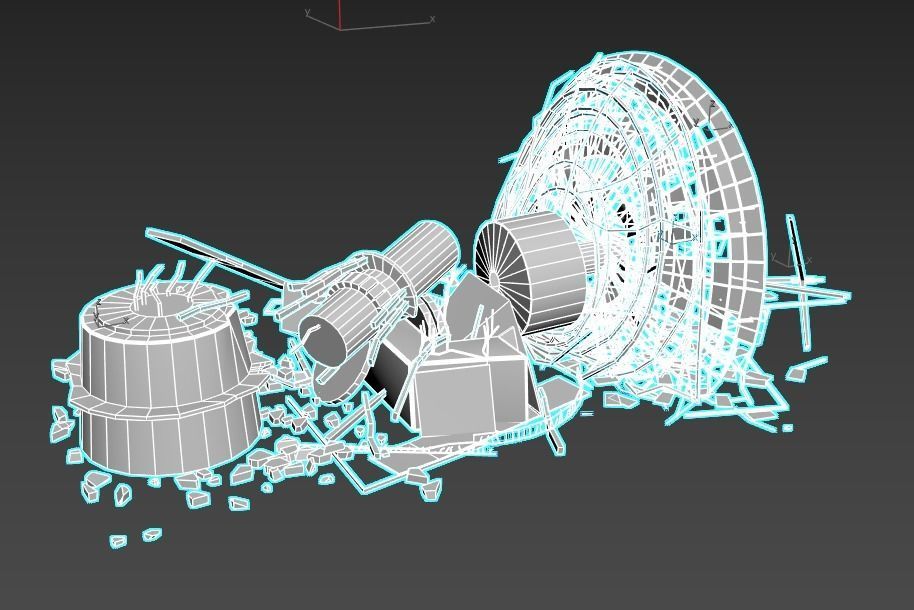 Destroyed Satellite Antenna Dish 3D model_13