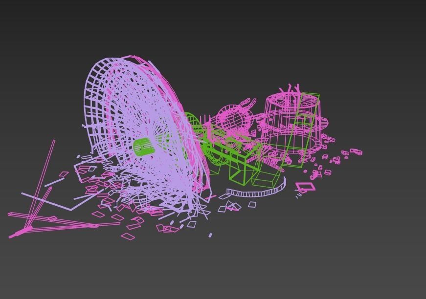Destroyed Satellite Antenna Dish 3D model_14