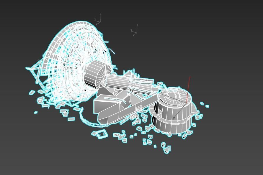 Destroyed Satellite Antenna Dish 3D model_15