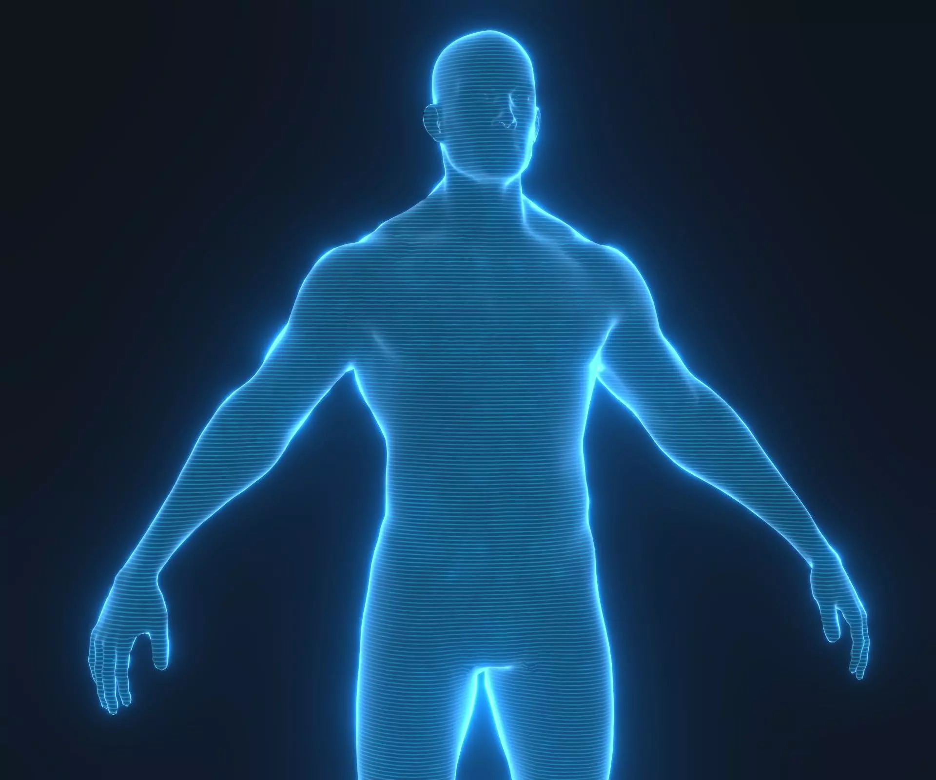 Human Hologram Male 3D Model Low-poly 3D model_0