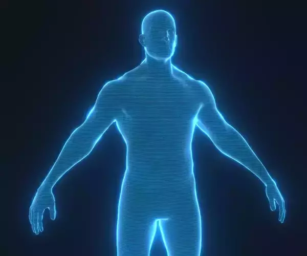 Human Hologram Male 3D Model Low-poly 3D model