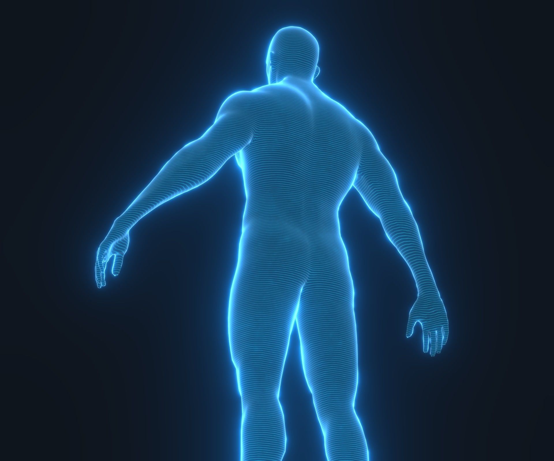 Human Hologram Male 3D Model Low-poly 3D model_12