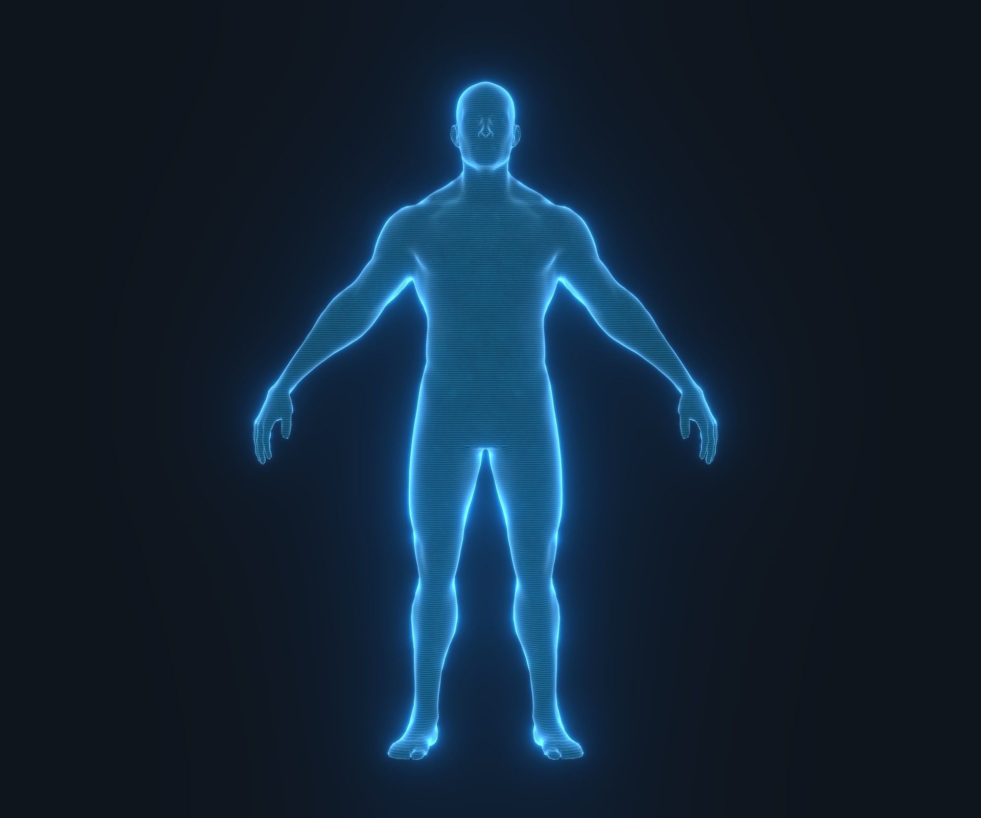 Human Hologram Male 3D Model Low-poly 3D model_14