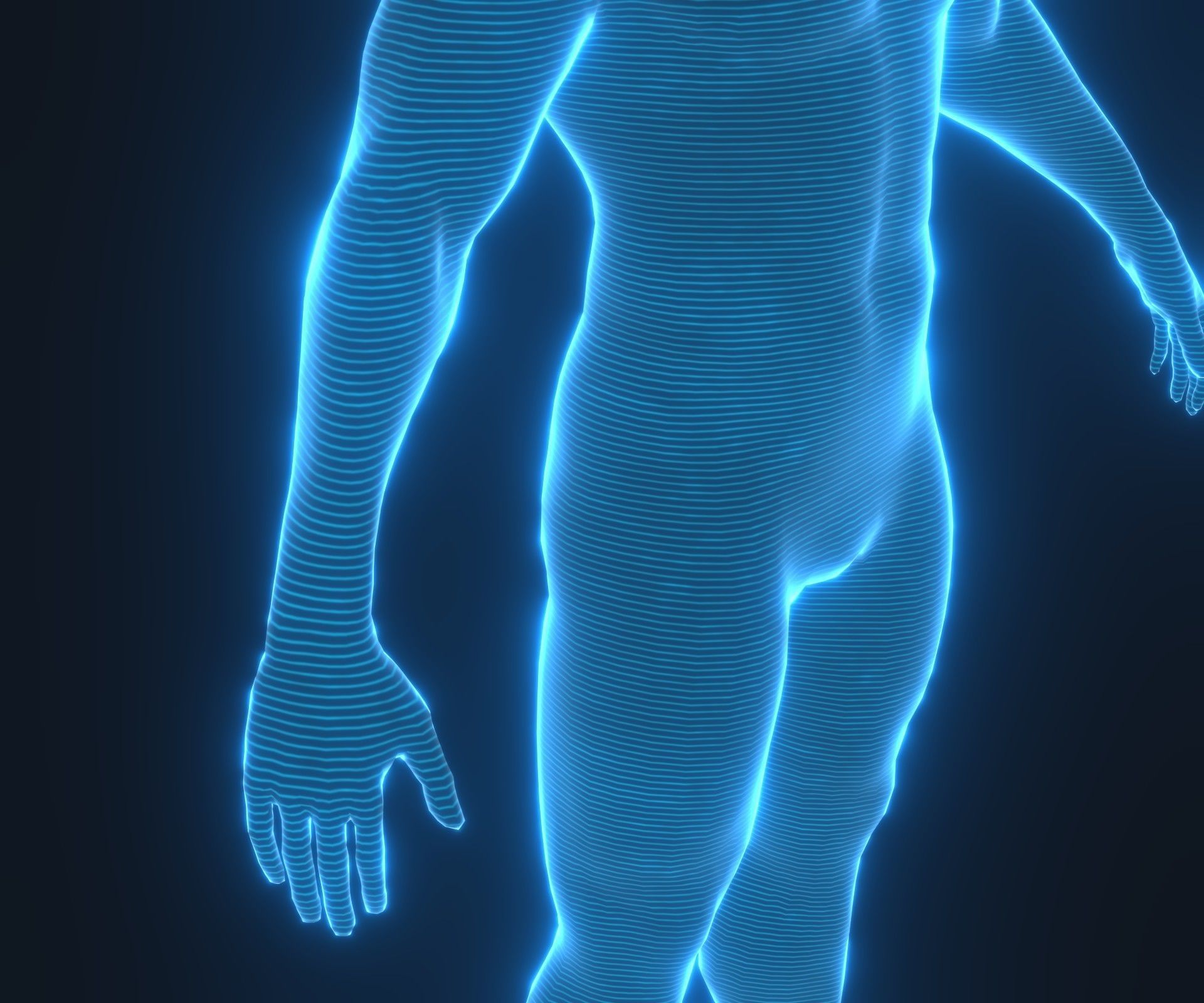 Human Hologram Male 3D Model Low-poly 3D model_6