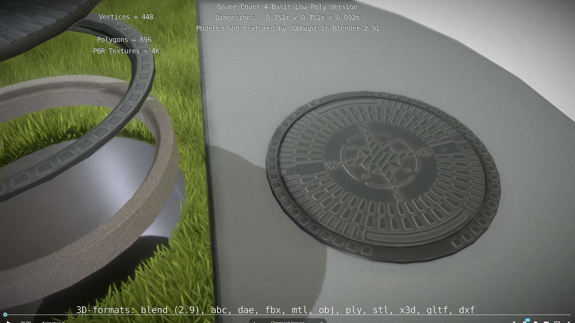 Sewer Cover 4 Basic Low-Poly Version Low-poly 3D model_57