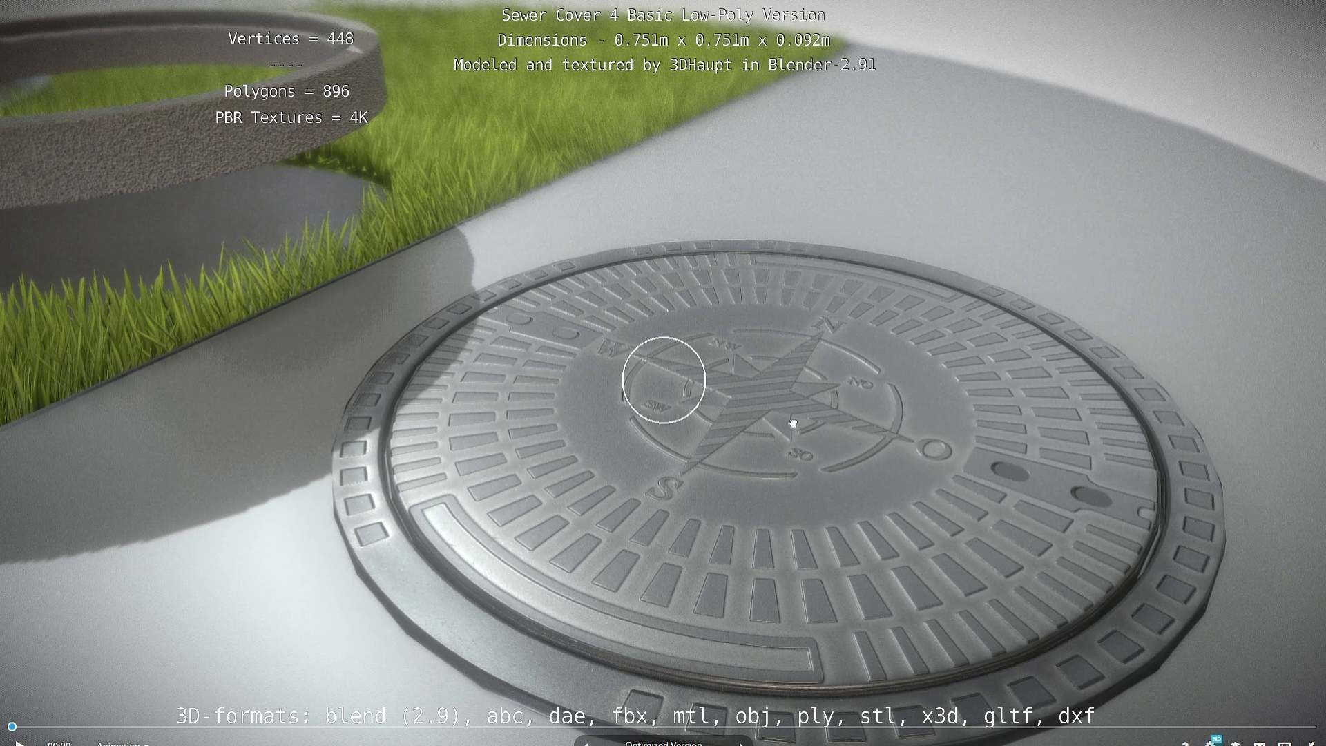 Sewer Cover 4 Basic Low-Poly Version Low-poly 3D model_35